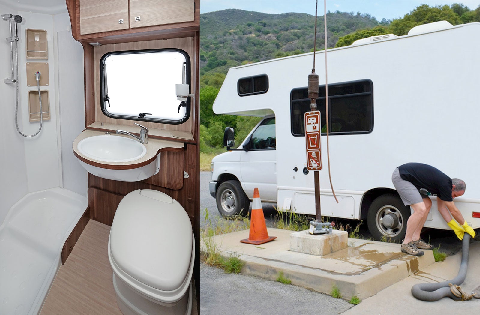 Portable RV/camper toilet and holding tank setup in Joliet, Illinois